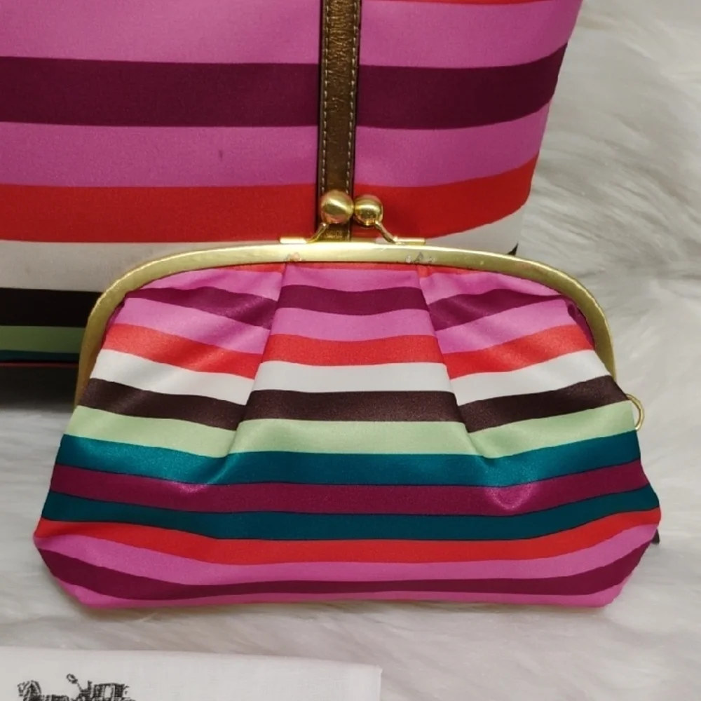 SALE! Coach (TOTE ONLY) Vintage Legacy Multicolor Striped Tote W Hangtags - Picture 4 of 11